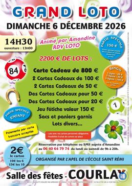 Image GRAND LOTO ANIME PAR AMANDINE RDV LOTO A COURLAY (photo 1)