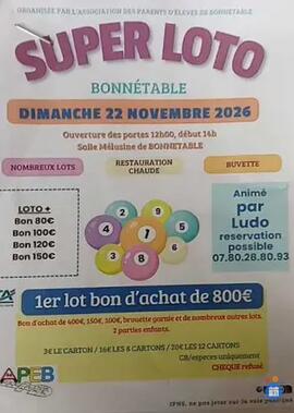 Image super loto organiser par L' APEB de Bonnetable animé par ludo (photo 1)