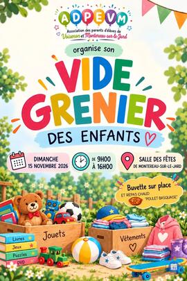 Image VIDE-GRENIER DES ENFANTS 🎉 📅 Dimanche 15 novembre 2026 🕘 9h00 à 16h00 (photo 1)