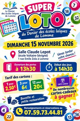 Image SUPER LOTO du Denier des écoles Laïques de Lomme (photo 1)