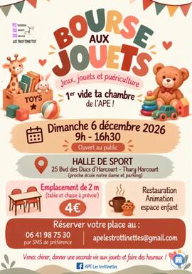 Image 1ere Bourse aux jouets, jeux, puériculture, vide ta chambre de l'APE (photo 1)