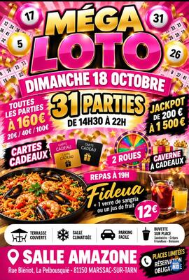 Image Super méga loto loto salle l amazone 31parties 14 h30 (photo 1)