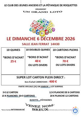 Image LOTO DE LA PETANQUE ROQUETTOISE ET DU CLUB JEUNES ANCIENS (photo 1)