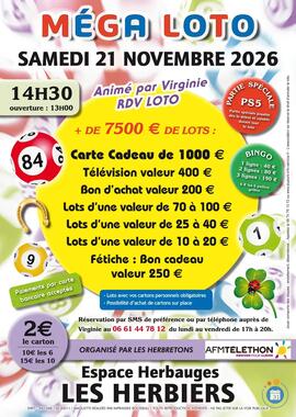 Image MEGA LOTO ANIME PAR VIRGINIE RDV LOTO AUX HERBIERS (photo 1)