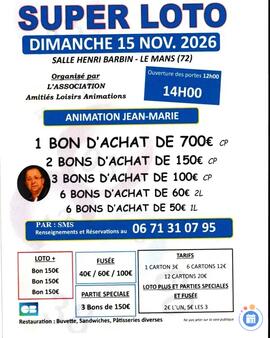 Image SUPER LOTO DIMANCHE 15 NOVEMBRE 2026 (photo 1)