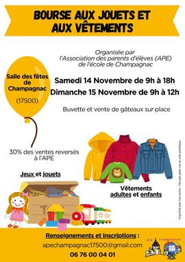 Image Bourse aux jouets et aux vêtements APE Champagnac (photo 1)