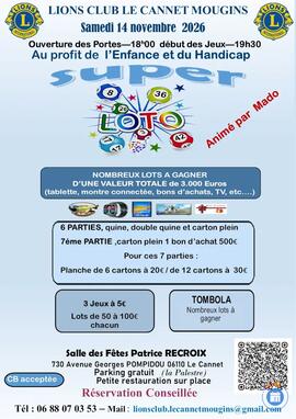 Image SUPER LOTO LIONS CLUB LE CANNET-MOUGINS (photo 1)