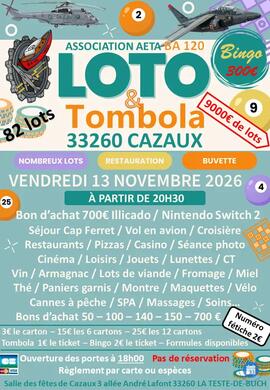 Image GRAND LOTO – BINGO – TOMBOLA À CAZAUX (33) ! (photo 1)