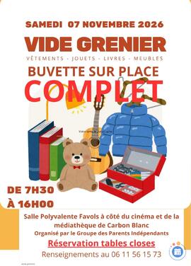 Image VIDE GRENIER DU GROUPE DES PARENTS INDÉPENDANTS DE CARBON BLANC (photo 1)