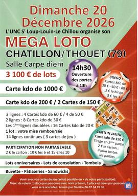 Image Méga loto de L'UNC St Loup Louin Le chillou (photo 1)