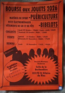 Image Bourse aux jouets puériculture bibelots vêtements ski et fête électroménager spo (photo 1)
