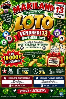 Image SUPER LOTO VENDREDI 13 +10.000 € À GAGNER ET CADEAUX (photo 1)