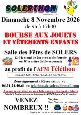 Image Bourse aux Jouets & Vêtements Enfants au profit du Téléthon (photo 1)