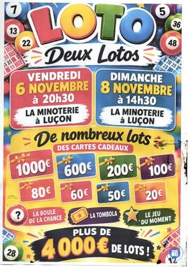 Image DEUX LOTOS VENDREDI 6 NOVEMBRE ET DIMANCHE 8 NOVEMBRE (photo 1)