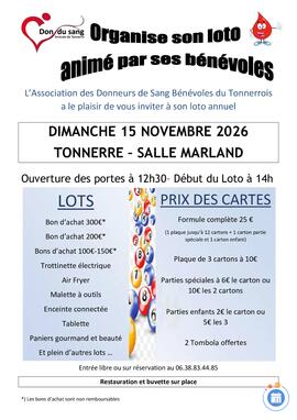 Image Loto annuel des Donneurs de Sang Bénévoles du Tonnerrois (photo 1)