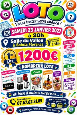 Image MEGA LOTO OGEC LES FLORENTINE ANIMATION FLORIAN (photo 1)