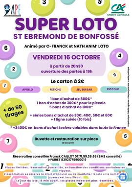Image SUPER LOTO ORGANISE PAR APE ST EBREMOND (photo 1)