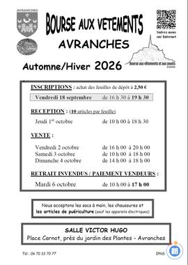 Image Bourse aux vêtements d'Avranches Automne-Hiver 2026 (photo 1)