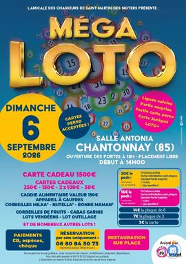 Image MÉGA LOTO / Par l'AMICALE DES CHASSEURS ST MARTIN DES NOYERS / Animation Cristel (photo 1)