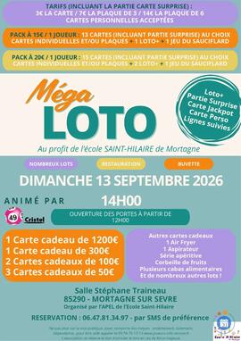Image MÉGA LOTO/ APEL ÉCOLE ST HILAIRE/ ANIMATION CRISTEL (photo 1)