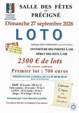 Image LOTO ORGANISE PAR L ASSOCIATION UNC DE PRECIGNE (photo 1)