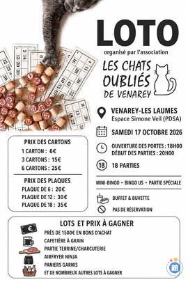 Image LOTO organisé par l'association Les Chats oubliés de Venarey les laumes (photo 1)