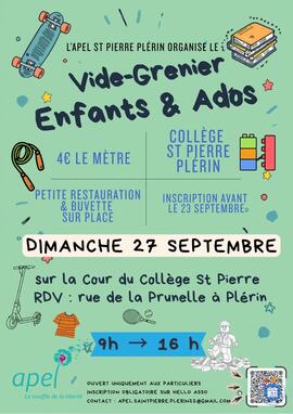 Image Vide Grenier Ados/Enfants -APEL Collège St Pierre Plérin (photo 1)