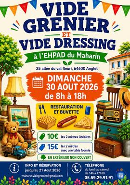 Image 🎉 VIDE GRENIER & VIDE DRESSING À L'EHPAD DU MAHARIN – ANGLET 🎉 (photo 1)