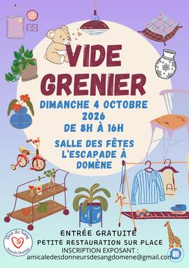 Image VIDE GRENIER DES DE L'AMICALE DES DONNEURS DE SANG DE DOMENE (photo 1)