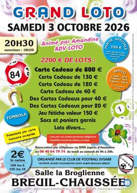 Image GRAND LOTO ANIME PAR AMANDINE RDV LOTO A BREUIL CHAUSSEE (photo 1)