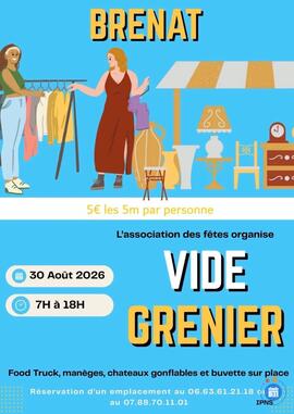 Image GRAND VIDE-GRENIER DE BRENAT – Dimanche 30 Août 2026 (photo 1)