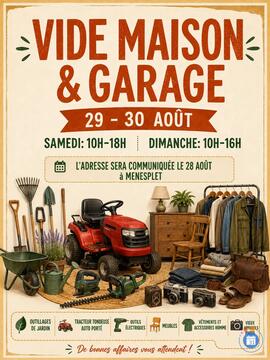 Image Grand vide maison les 29 et 30 août à MENESPLET (24) (photo 1)