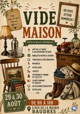 Image Vide-maison BAUDRES - 29 et 30 août 2026 (photo 1)