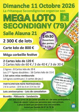 Image Méga Loto de la Pétanque Secondignoise (photo 1)