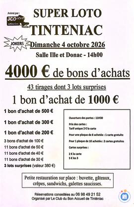 Image Super loto Club du Bon Accueil Tinténiac avec JCO (photo 1)