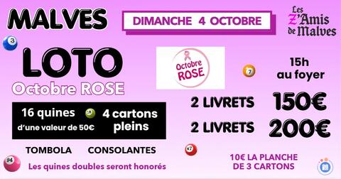 Image LOTO DES Z'AMIS DE MALVES OCTOBRE ROSE (photo 1)