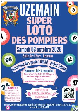 Image SUPER LOTO DES POMPIERS D’UZEMAIN (photo 1)