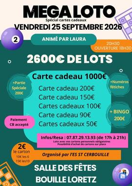 Image MÉGA LOTO ANIMÉ PAR LAURA RDV LOTO A BOUILLE-LORETZ (photo 1)