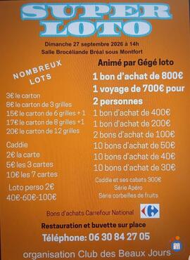 Image Super loto de le Club des Beaux Jours Anim Gégé loto (photo 1)
