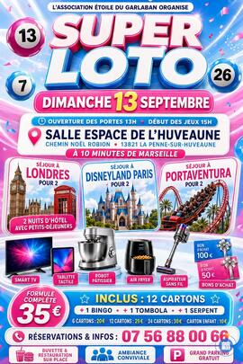 Image SUPER LOTO - DIMANCHE 13 SEPTEMBRE 15H - LA PENNE SUR HUVEAUNE (photo 1)