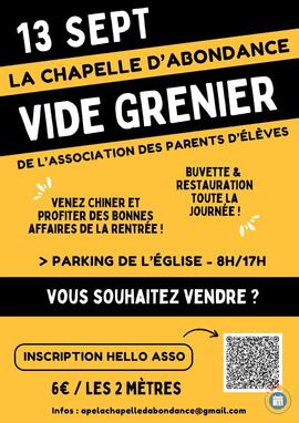 Image Vide Grenier de l’APE de Là Chapelle d’Abondance (photo 1)