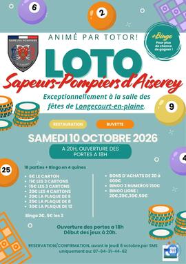 Image 🎱🚒 LOTO DES SAPEURS-POMPIERS D’AISEREY 🚒🎱 (photo 1)