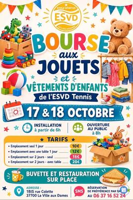 Image Bourse jouets Esvd tennis la ville aux dames (photo 1)