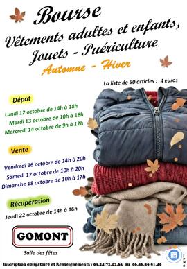 Image BOURSE VETEMENTS ADULTES ET ENFANTS, JOUETS, PUERICULTURE (photo 1)
