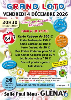 Image GRAND LOTO ANIMÉ PAR AMANDINE RDV LOTO A GLENAY (photo 1)