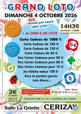 Image GRAND LOTO ANIME PAR LAURA RDV LOTO A CERIZAY (photo 1)