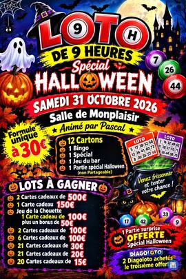 Image double Loto D'halloween de 9h Salle de Monplaisir (photo 1)