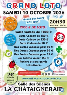 Image GRAND LOTO ANIME PAR LAURA RDV LOTO A LA CHATAIGNERAIE (photo 1)