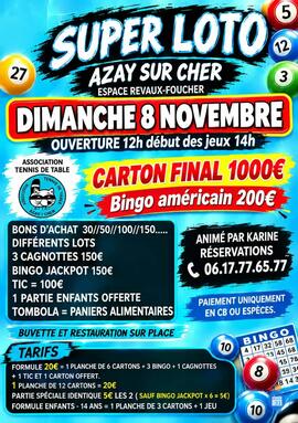 Image Loto Pour tennis de table d’Azay animé par KARINE (photo 1)