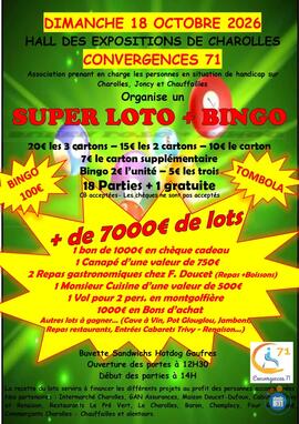 Image SUPER LOTO+BINGO 7000€ de lots au profit des Personnes en Situation de Handicap (photo 1)